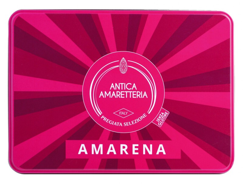 Amaretti Amarena, Mandelmakronen mit Amarena, Antica Amaretteria - 150 g - Dose