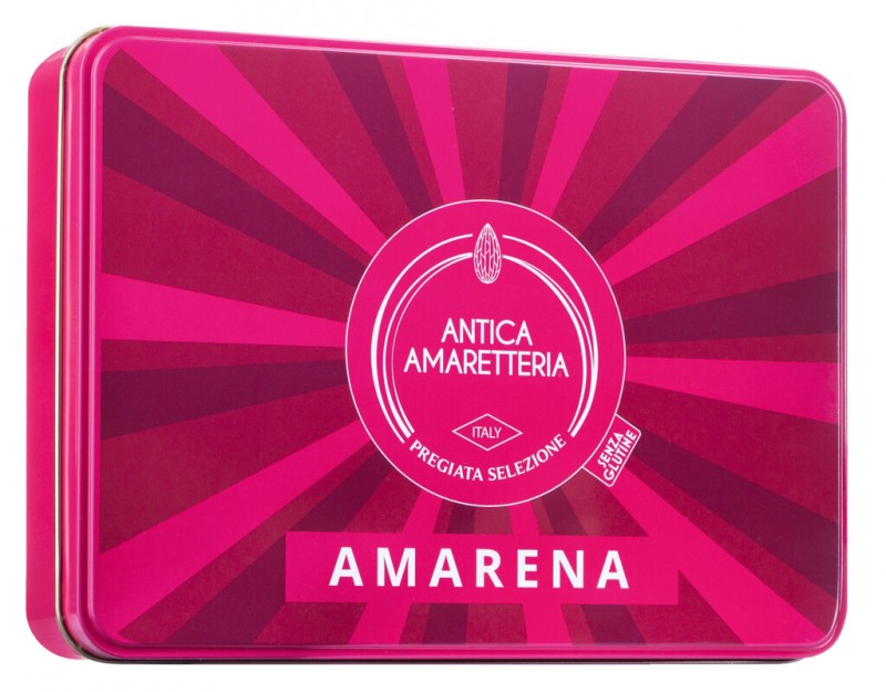 Amaretti Amarena, Mandelmakronen mit Amarena, Antica Amaretteria - 150 g - Dose