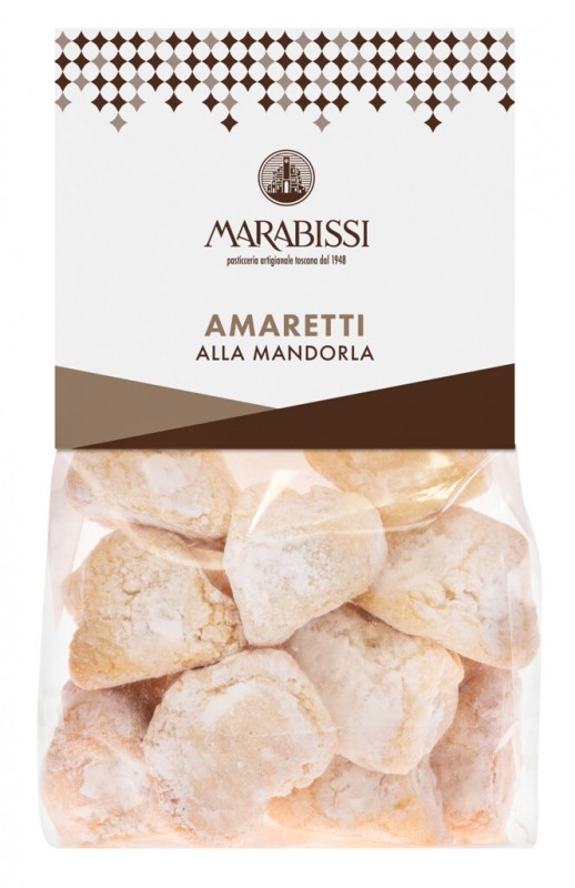 Amaretti alla mandorla, morbidi, Klassische Mandelmakronen, weich, Pasticceria Marabissi - 200 g - Packung