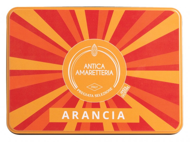 Amaretti Arancia, Mandelmakronen mit Orange, Antica Amaretteria - 150 g - Dose