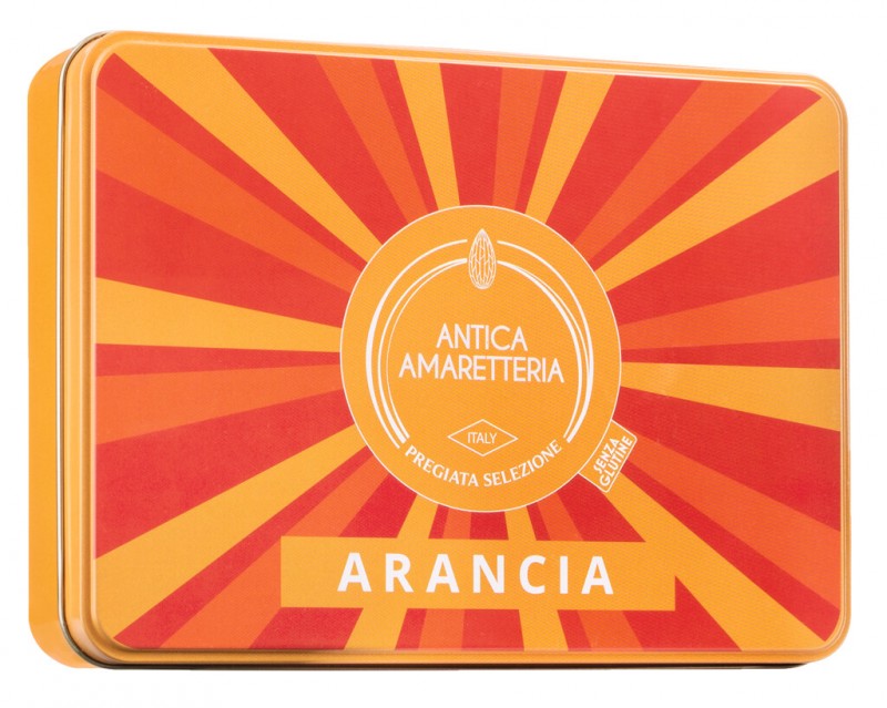 Amaretti Arancia, Mandelmakronen mit Orange, Antica Amaretteria - 150 g - Dose