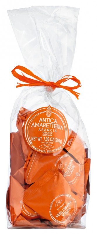 Amaretti Arancia, Mandelmakronen mit Orange, Antica Amaretteria - 200 g - Packung