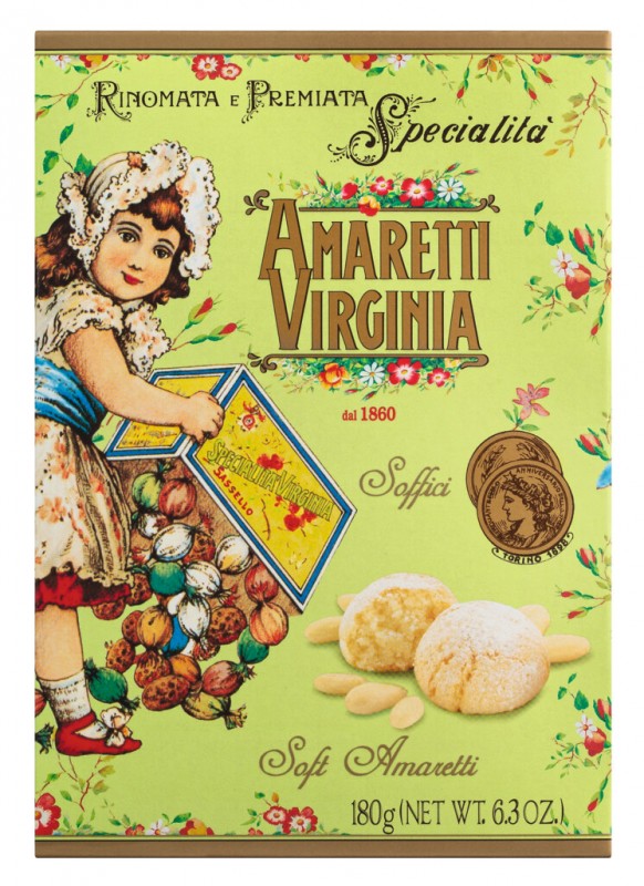 Amaretti classici, Weiche Mandelmakronen, Amaretti Virginia - 180 g - Packung