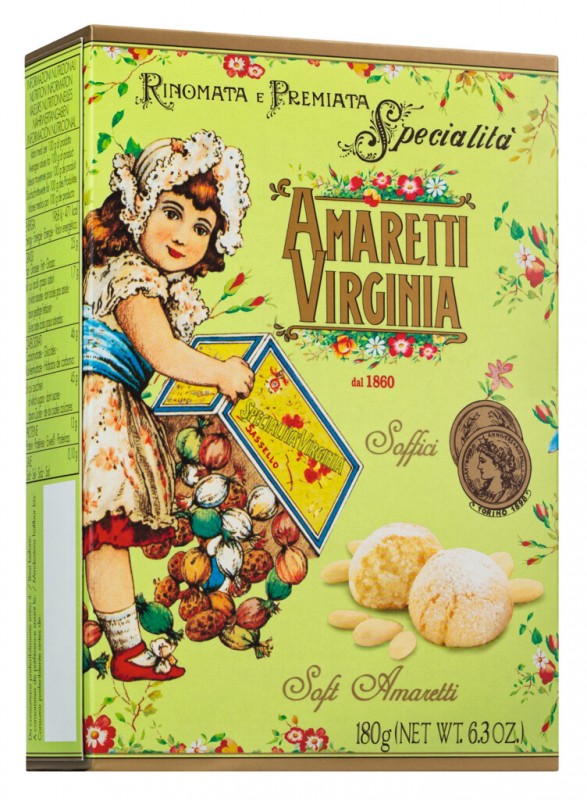 Amaretti classici, Weiche Mandelmakronen, Amaretti Virginia - 180 g - Packung