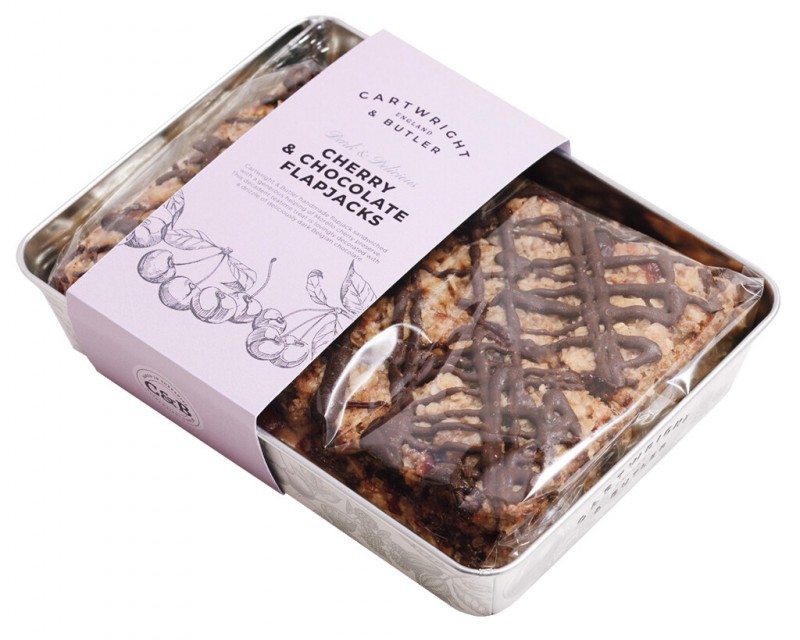 Cherry & Chocolate Flapjack, Haferriegel mit Kirsche und Schokolade, Cartwright & Butler - 300 g - Stück