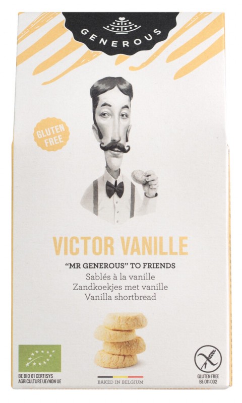 Victor Vanille, organic, glutenfree, Vanillegebäck, glutenfrei, Bio, Generous - 100 g - Packung