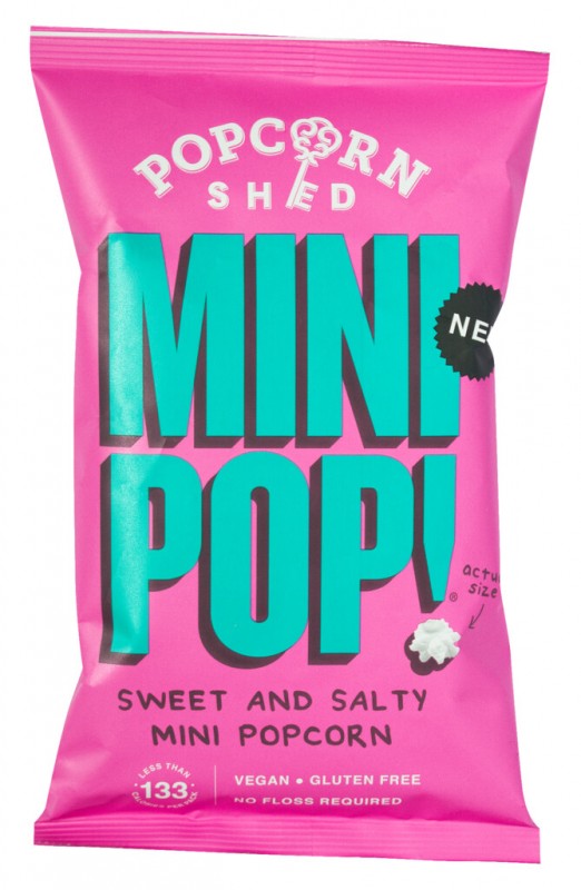 Mini Pop! Sweet and Salty Popcorn Single Serve, Gesüßtes Popcorn mit Salz, Popcorn Shed - 28 g - Beutel