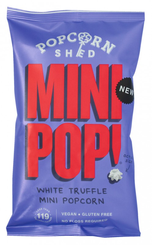 Mini Pop! White Truffle Popcorn Single Serve, Popcorn mit weißen Trüffelgeschmack, Popcorn Shed - 22 g - Beutel