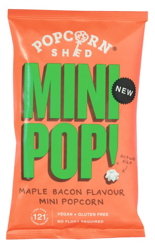 Mini Pop! Maple Bacon Popcorn Single Serve, Popcorn mit Ahorn- und Bacongeschmack, Popcorn Shed - 28 g - Beutel