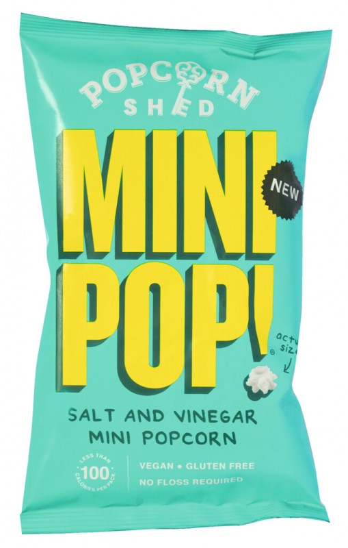 Mini Pop! Salt & Vinegar Popcorn Single Serve, Popcorn mit Salz und Essig, Popcorn Shed - 22 g - Beutel