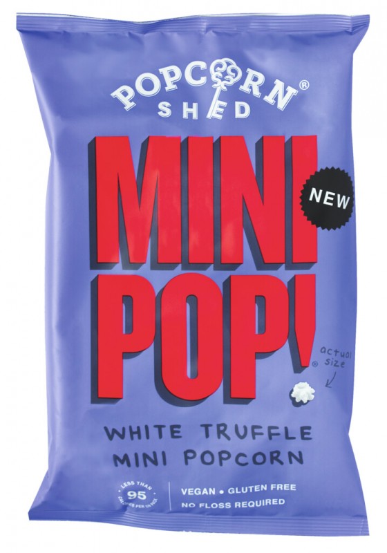 Mini Pop! White Truffle Popcorn, Popcorn mit weißen Trüffelgeschmack, Popcorn Shed - 70 g - Beutel