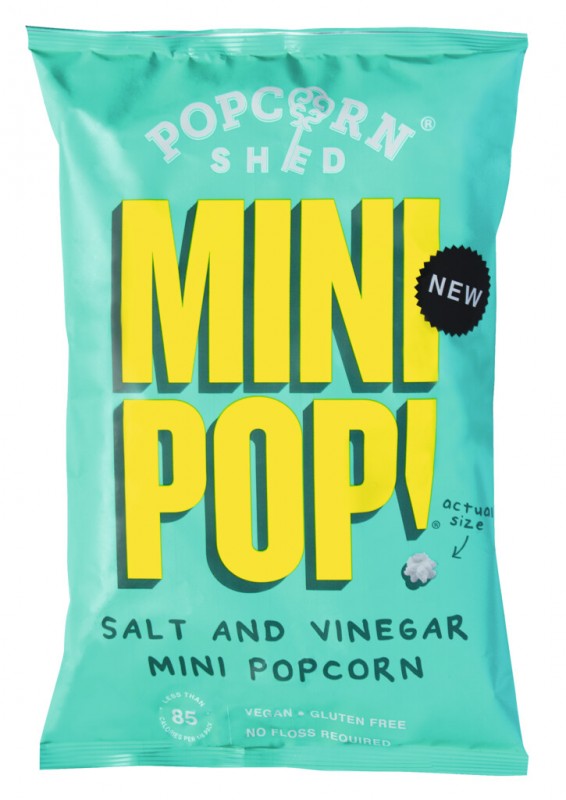 Mini Pop! Salt & Vinegar Popcorn, Popcorn mit Salz und Essig, Popcorn Shed - 75 g - Beutel