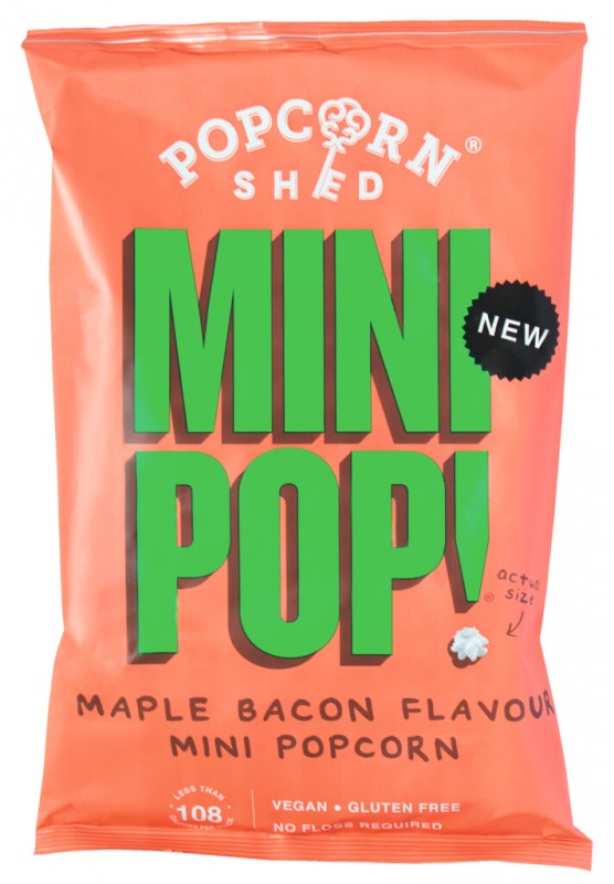 Mini Pop! Maple Bacon Popcorn, Popcorn mit Ahorn- und Bacongeschmack, Popcorn Shed - 100 g - Beutel