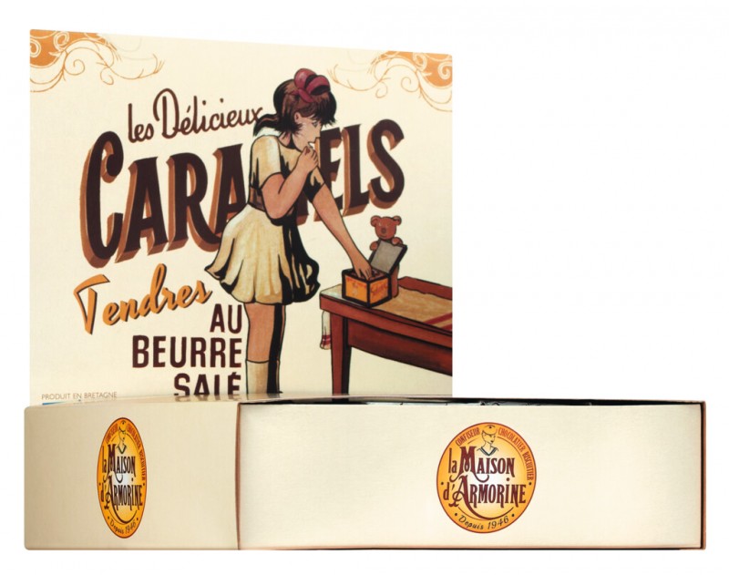 Le carre caramel au beurre sale, Display, Weichkaramell mit gesalzener Butter, Display, La Maison d`Armorine - 64 x 22 g - Display