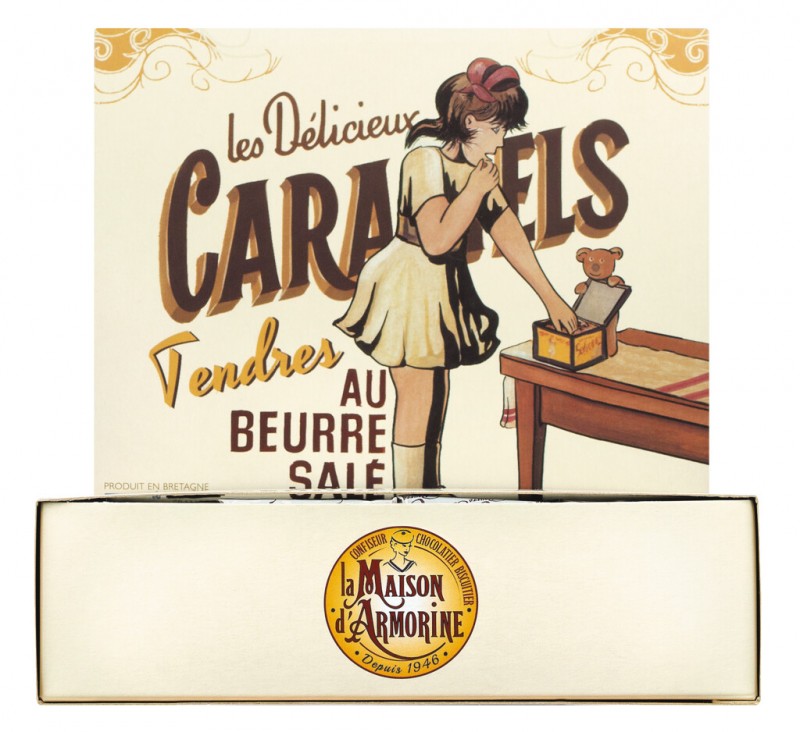 Le carre caramel au beurre sale, Display, Soft caramel with salted butter, Display, La Maison d`Armorine - 64x22g - Display