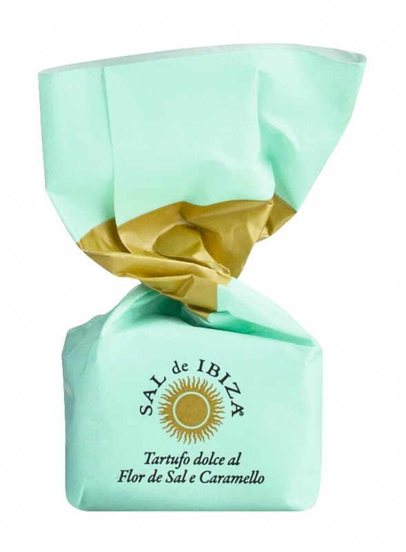 Tartufi dolci Flor de Sal e Caramello Salato, Praline with white chocolate and salted caramel, Sal de Ibiza - 1,000 g - kg