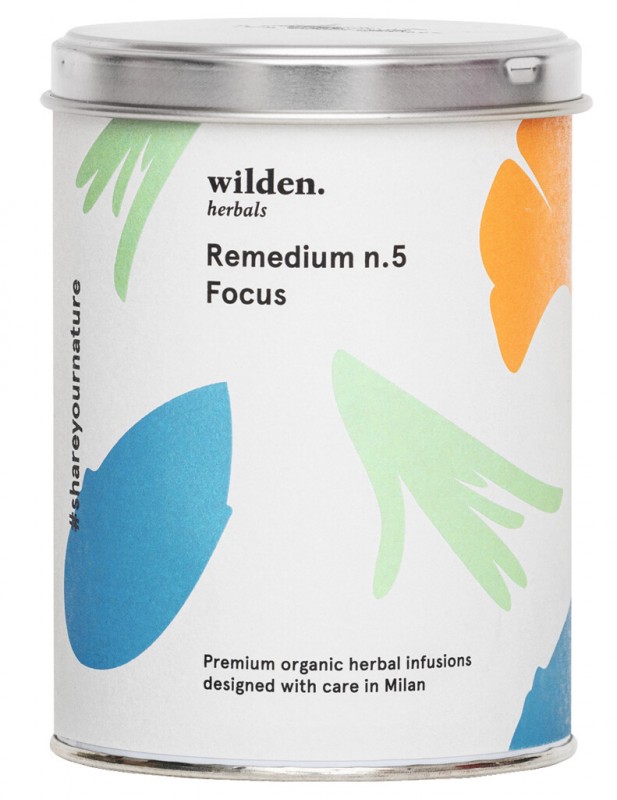 Remedium n.5 Fokus, organik, campuran teh Fokus, longgar, organik, herbal Wilden - 90 gram - Bisa