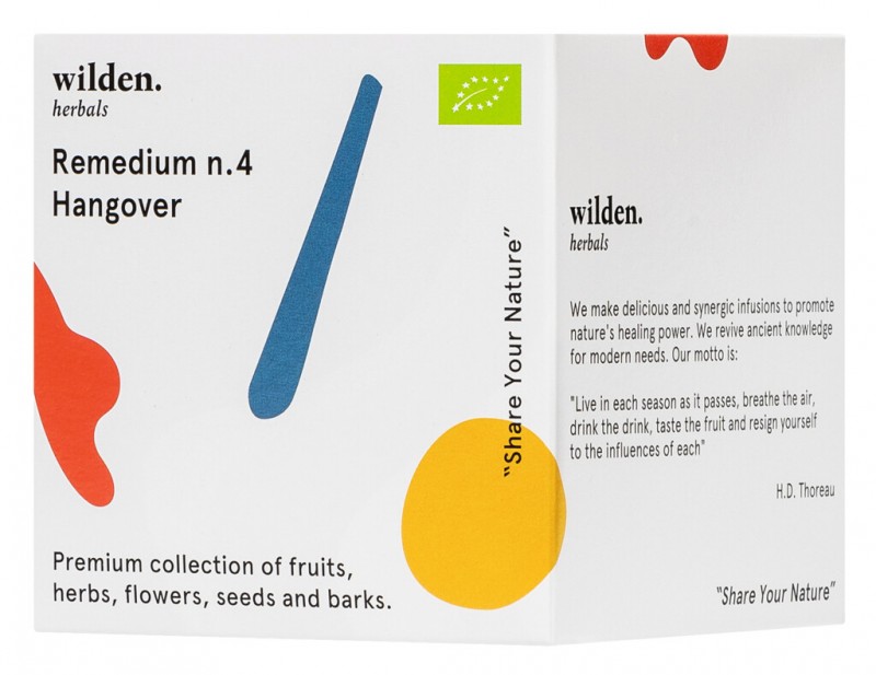 Remedium n.4 Pek Mabuk, organik, campuran teh Pek Mabuk, beg, organik, herba Wilden - 10 x 2g - pek