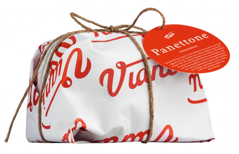 Panettone tradizionale, Hefekuchen mit Sultaninen und kandierter Orange, Viani - 500 g - Stück