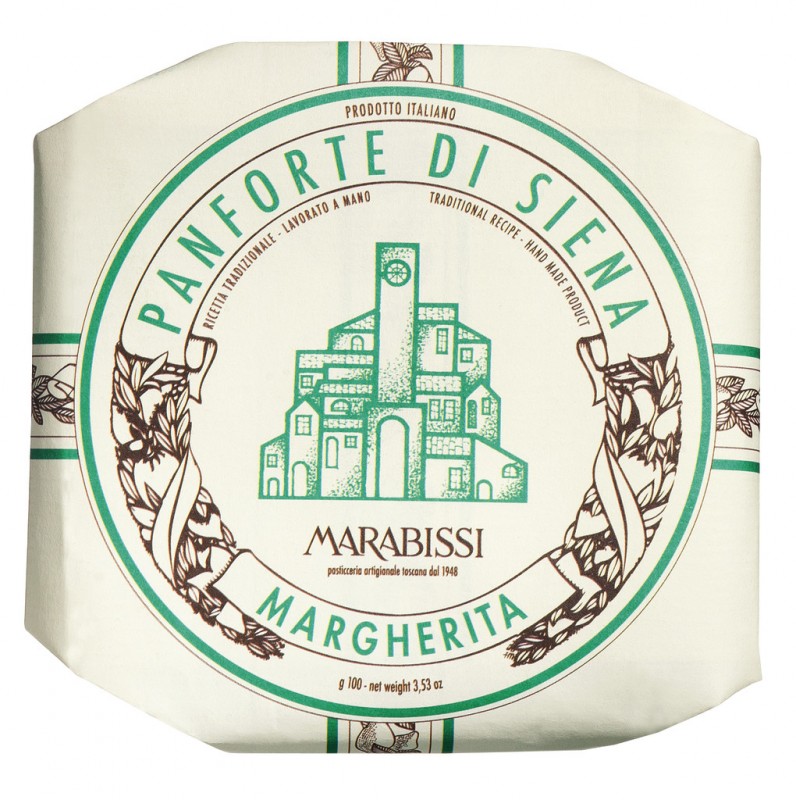 Panforte Margherita, gateau aux epices toscane, Pasticceria Marabissi - 100g - Morceau