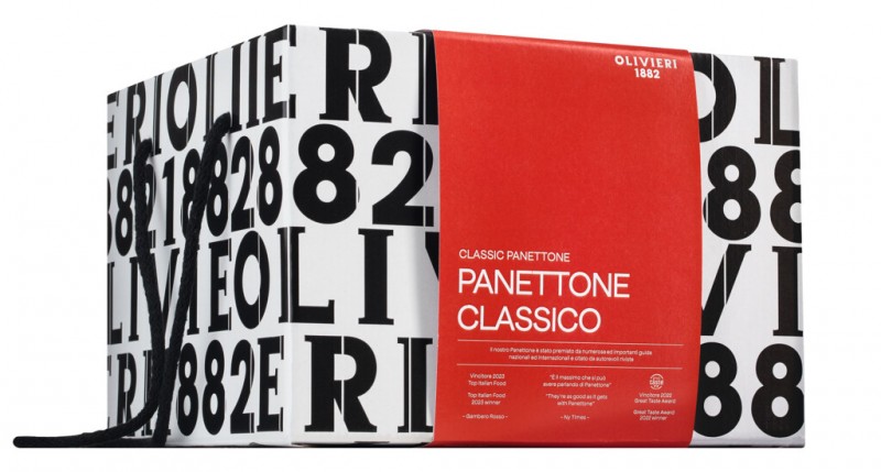 Panettone classico, gistcake met rozijnen en gekonfijte sinaasappel, Olivieri 1882 - 1.000 g - Deel