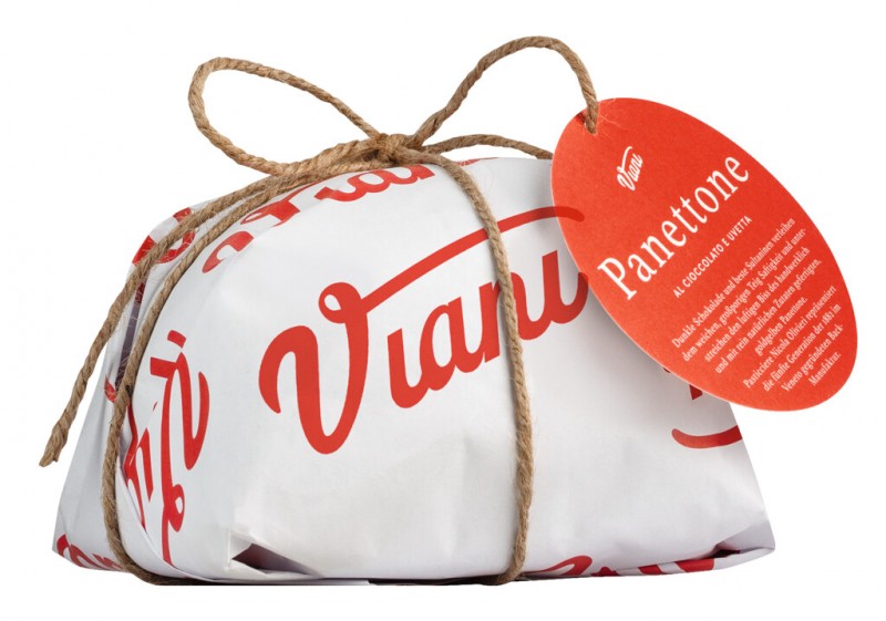 Panettone cioccolato e uvetta, pastel de levadura con chocolate y pasas, Viani - 300g - Pedazo