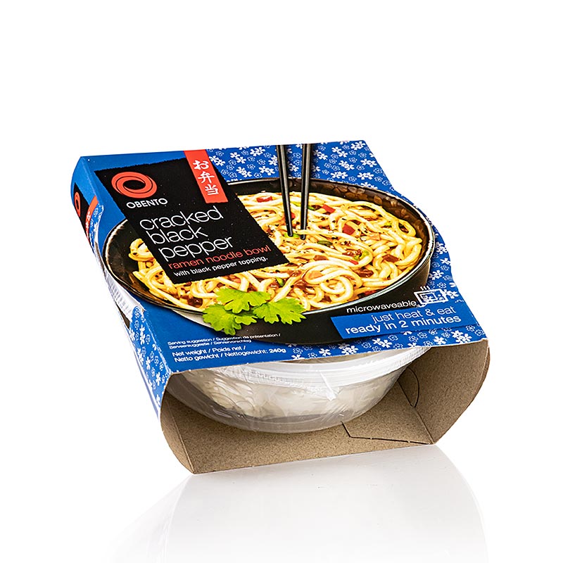 Obento Ramen Bowl Cracked Black Pepper, sigur pentru cuptorul cu microunde - 240 g - Carcasa PE