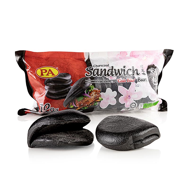 Sandwich Bun (Bao) SCHWARZ, 10 Stück a 45g, PA - 450 g, 10 x 45g - Beutel