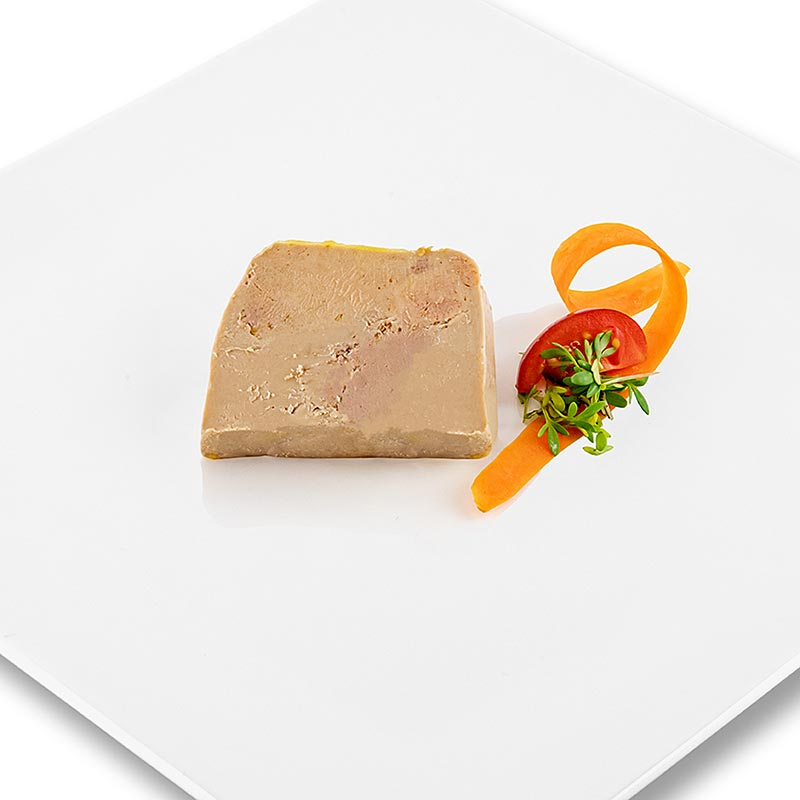 Gänsestopfleberblock, mit Stücken, Foie Gras, Trapez, Halbkonserve, Rougie - 180 g - Pe-schale