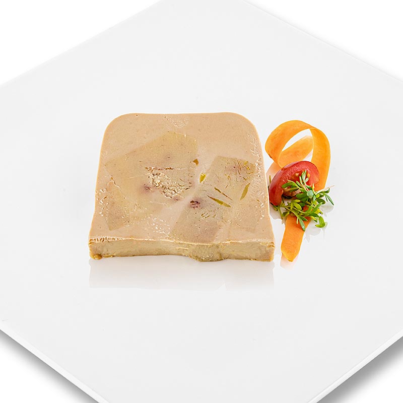 Gänsestopfleberblock, mit Stücken, Foie Gras, Trapez, Halbkonserve, Rougie - 1 kg - Pe-schale