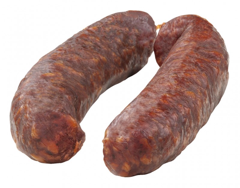 Kaminwurzen farmer style, 2 Kaminwurzen lavet af koed fra halm svinekoed + oksekoed, Genuss Gruber - 150 g - pakke