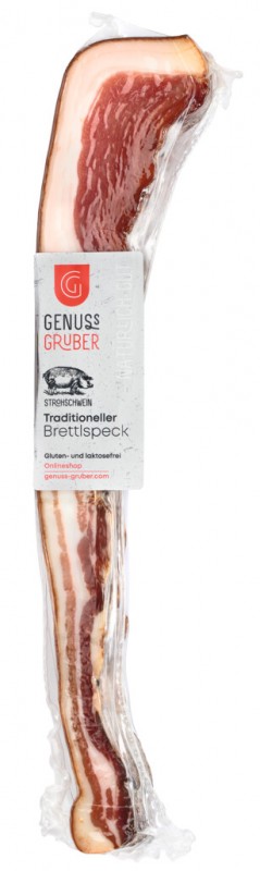 Traditional bacon from straw-fed pork, Traditional bacon from straw-fed pork, Genuss Gruber - approx. 400 g - kg