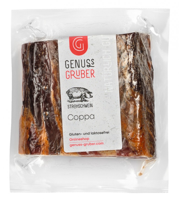 Coppa van strovarken, Coppa van strovarken, gerookt, Genus Gruber - ca. 350 gram - kg