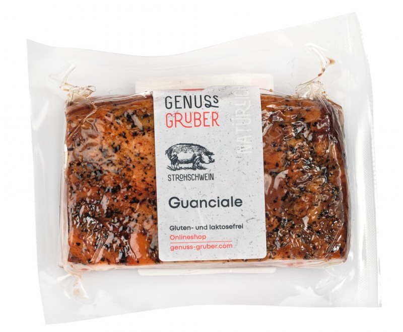 Guanciale de cerdo de paja, Guanciale de cerdo de paja, Genero Gruber - aproximadamente 300 gramos - kilos