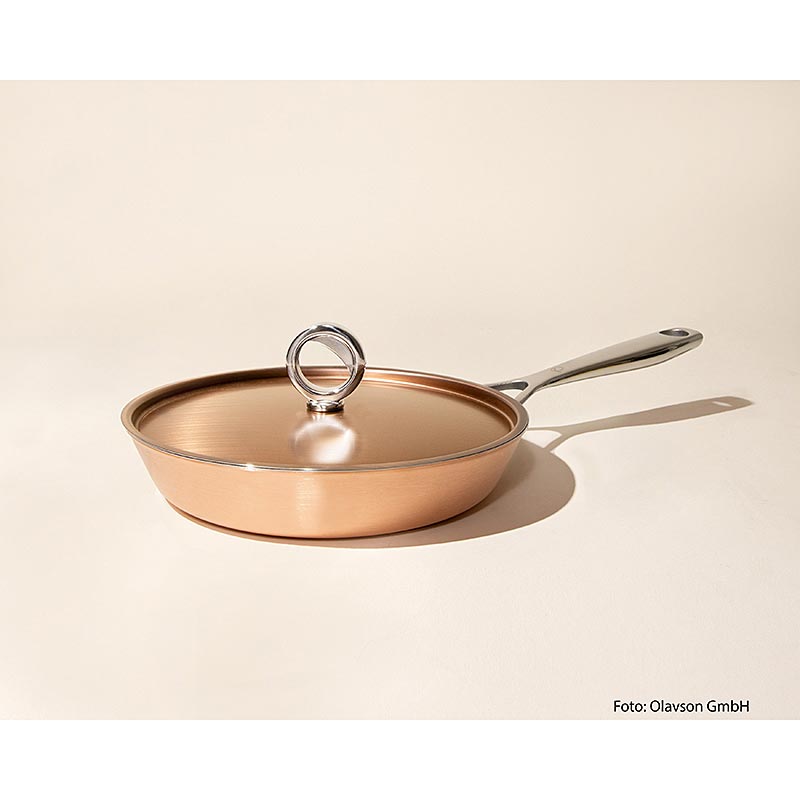 Olavson copper pan, with lid, uncoated, 24cm, for all types of stoves - 1 piece - Cardboard