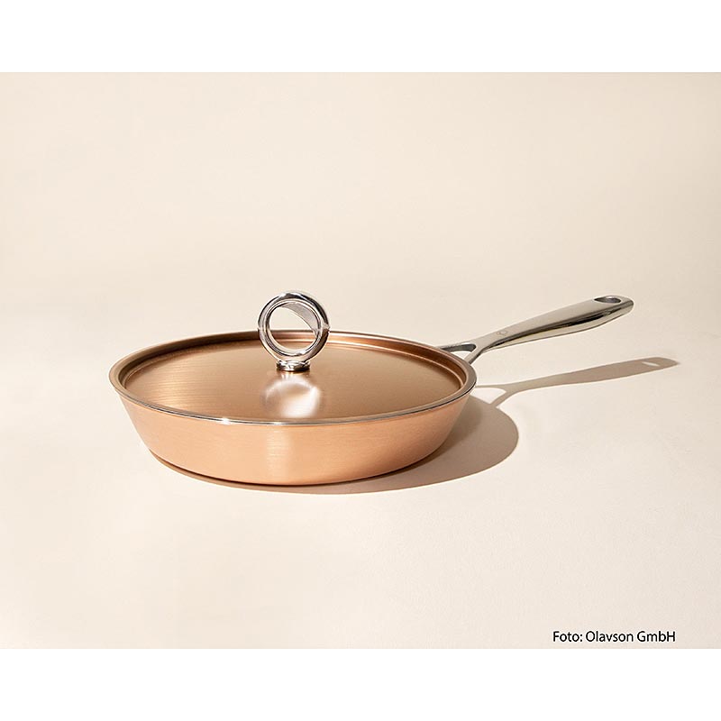 Olavson copper pan, with lid, uncoated, 20cm, for all types of stoves - 1 piece - Cardboard