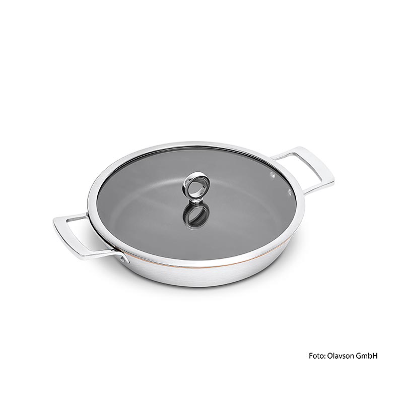 Olavson copper core serving pan, without style, with lid, coated, 30cm, for all types of stoves - 1 piece - Cardboard