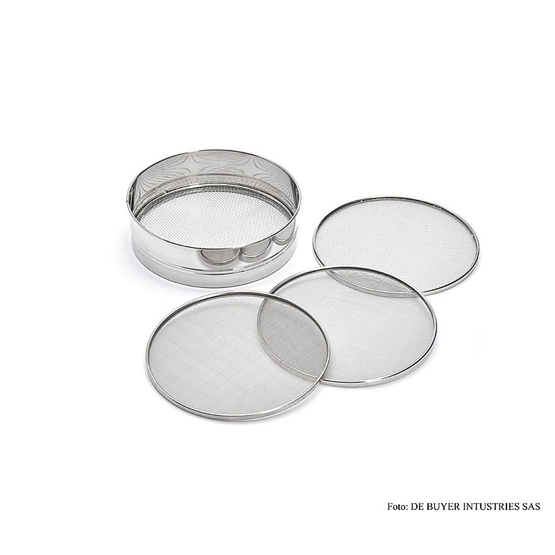 Tamis de cuisine/farine inox (o20, maille 3, 2, 1 et 0,5 mm) de Buyer (4605.21) - 1 piece - film