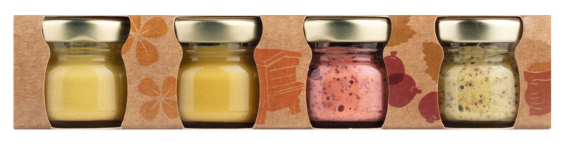 Moutarde de Dijon, tasting set, four types of Dijon mustard, Fallot - 4 x 25g - set