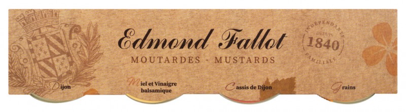 Moutarde de Dijon, proefset, vier soorten Dijon-mosterd, Fallot - 4 x 25 g - reeks