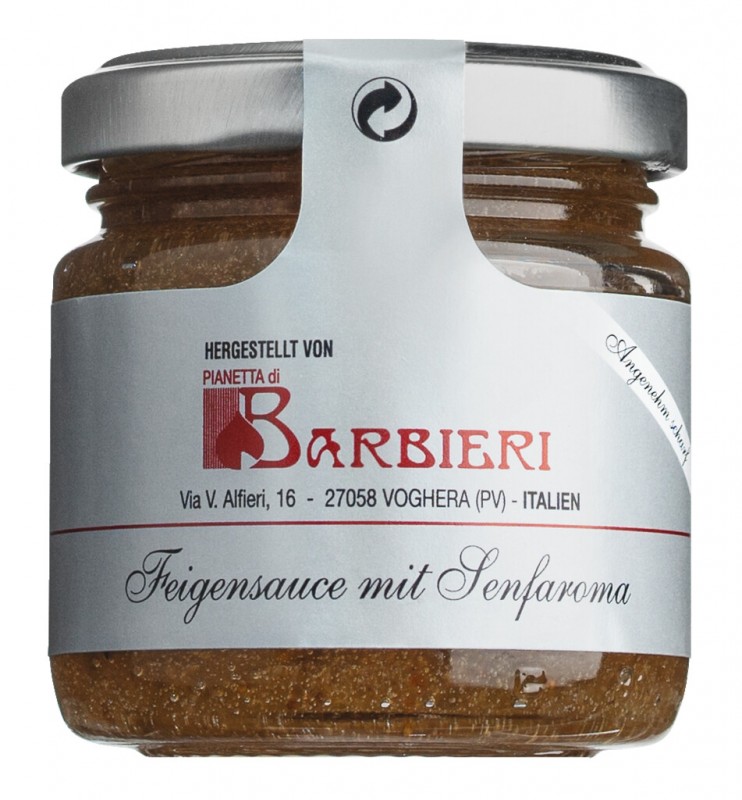 Salsa di fichi, vijgensaus met mosterdsmaak, kruidig-zoet, Barbieri - 106 ml - glas