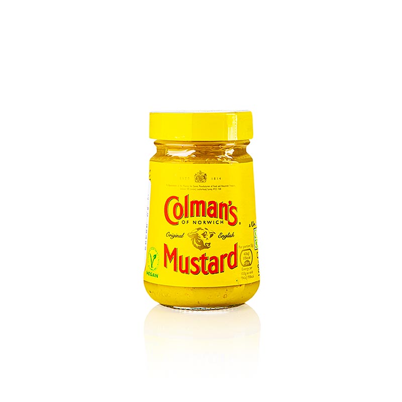 English Mustard, hellgelb, fein und scharf, Colman, England - 100 ml - Glas