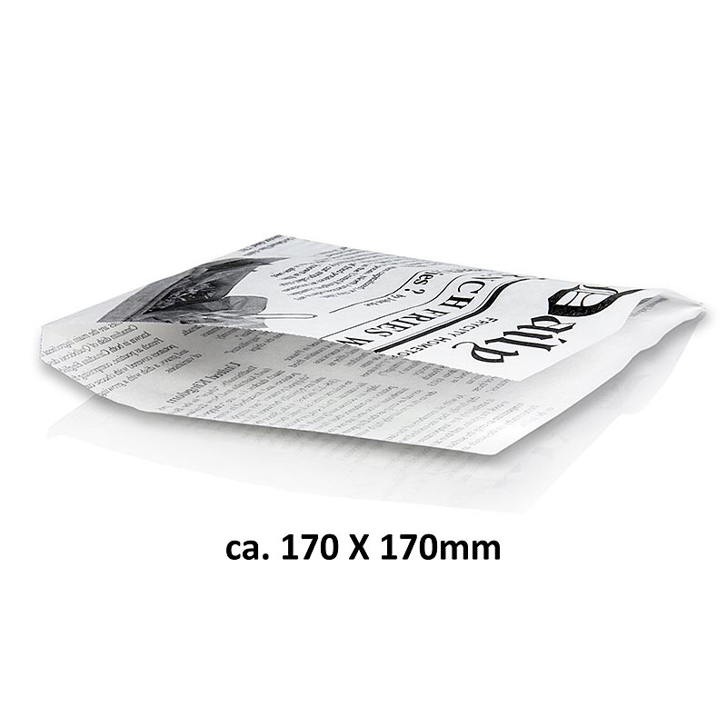 Saco de lanche com estampa de jornal, aprox. 170x170mm - 1.000 pecas - Cartao