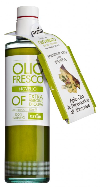 Olio extra virgine di Oliva, fresco, olio extra vergine di oliva, raccolto fresco, Ursini, Abruzzo - 500 ml - Bottiglia