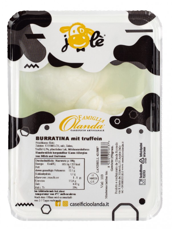 Burratina al tartufo, crema di formaggio al tartufo, Olanda - circa 250 g - kg