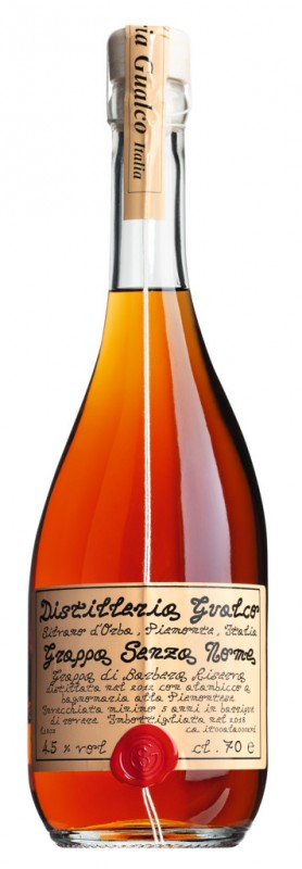 Grappa senza nome, Grappa elaborada con orujo de Barbera, Distilleria Gualco - 0.7L - Botella