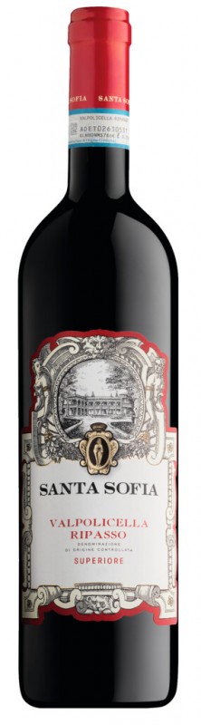 Valpolicella Superiore DOC Ripasso, rode wijn, barrique, Santa Sofia - 0,75 l - fles