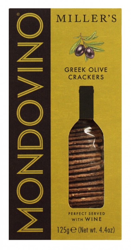 Galletas Mondovino, Aceitunas Griegas, Galletas Aceitunas Negras, Galletas Artesanas - 125g - embalar