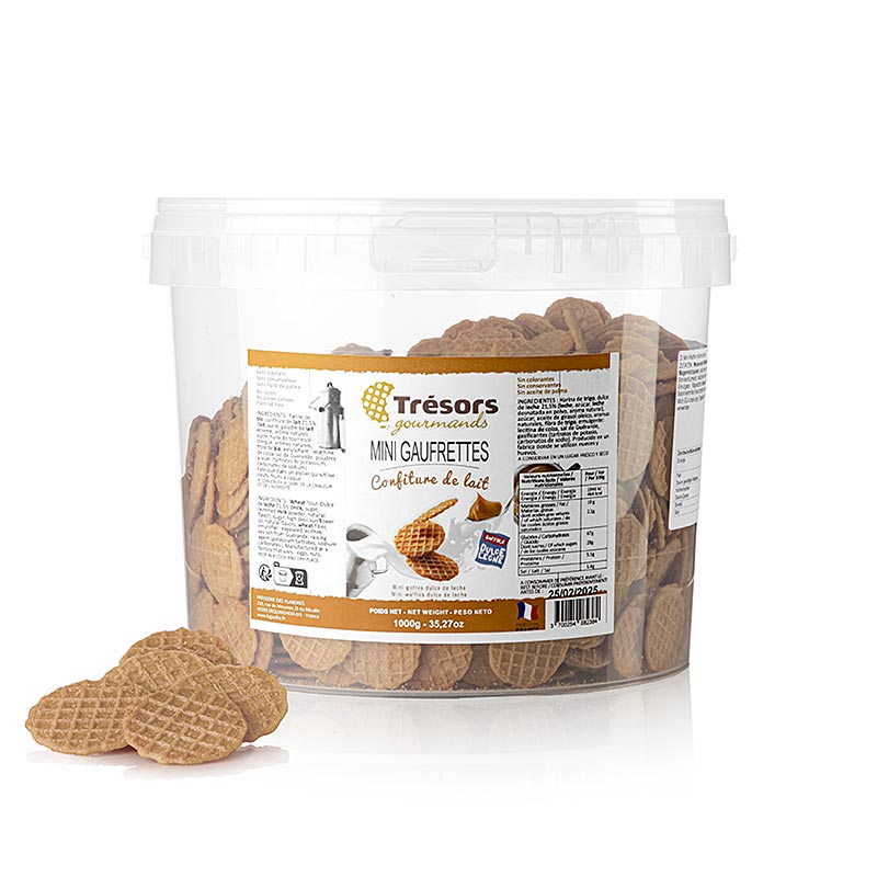 Barsnack Gaufrettes - franz. Mini-Waffeln mit Dulce de Leche (Karamell) - 1 kg - Pe-eimer