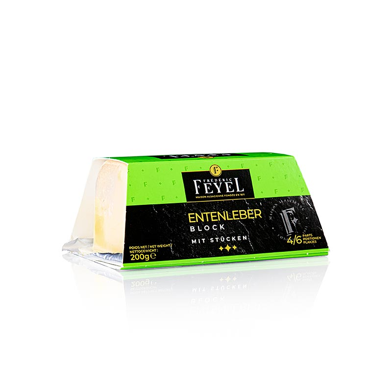 Entenstopfleberblock, Foie Gras, mit Stücken, Feyel - 200 g - 